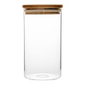 OEM Suppliers Heat Resistant Borosilicate Glass jars glass canister wooden lid Storage-95S